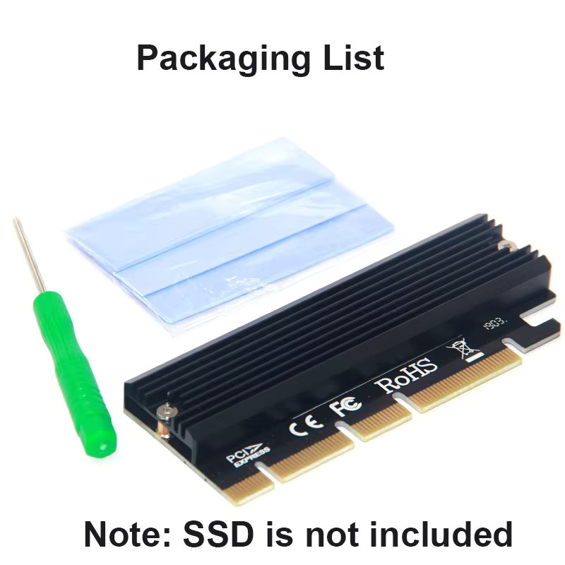 OULLX SSD M.2 NVMe Konvertierungskarte PCIe Erweiterungsadapter mit Aluminium Schnellkühlung in Schwarz - Bild 2