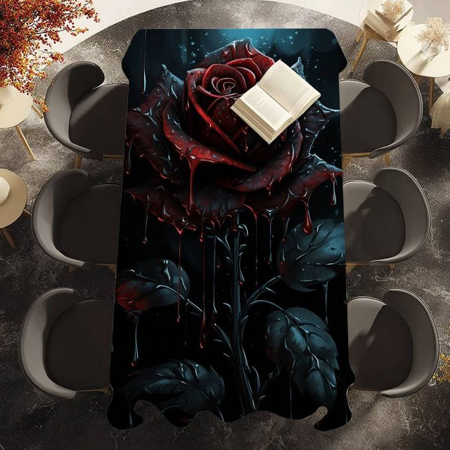 Fancy Style Studio Tischdecke Jugendstil Schwarze Rosen, wasserabweisend und fleckenabweisend, B/B: 140 x 180 cm - Bild 1