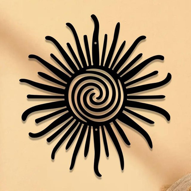 CIFBUY Sonnen Metallwandkunst in Schwarz im Bohemian-Stil, abstrakte Wanddekoration für Haus und Garten, B/H: 27,94 x 27,94 cm - Bild 1