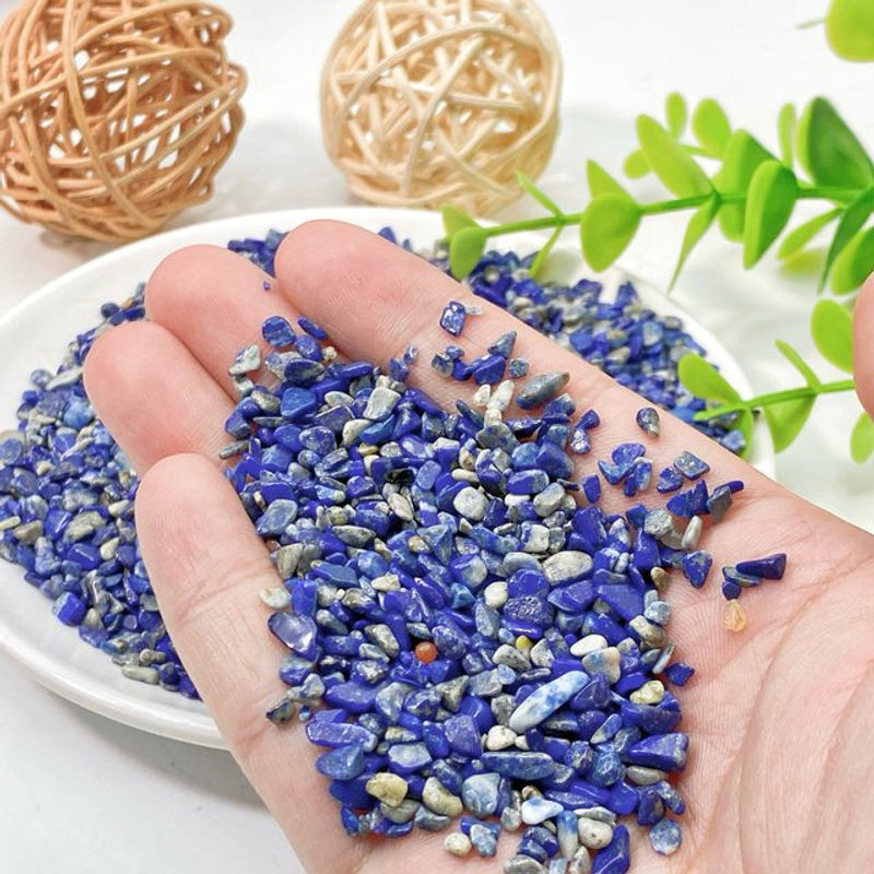 Natürlicher Lapislazuli Rohstein in Blau als Dekoration, unregelmäßige Chips in 1–5 mm Größe, 50 g - Bild 1
