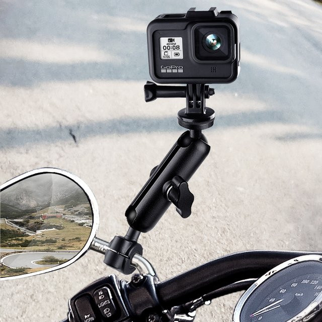 ORBMART Metall Lenkerhalterung für Motorrad und Fahrrad zur Befestigung von GoPro Hero, DJI und Smartphone in Schwarz - Bild 1