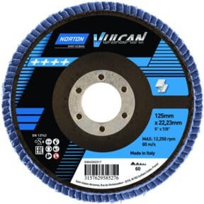 Norton Vulcan Zirconia Fächerschleifscheibe R842 Blau, Durchmesser: 125 mm, Breite: 22 mm, Körnung: P60 - Bild 1