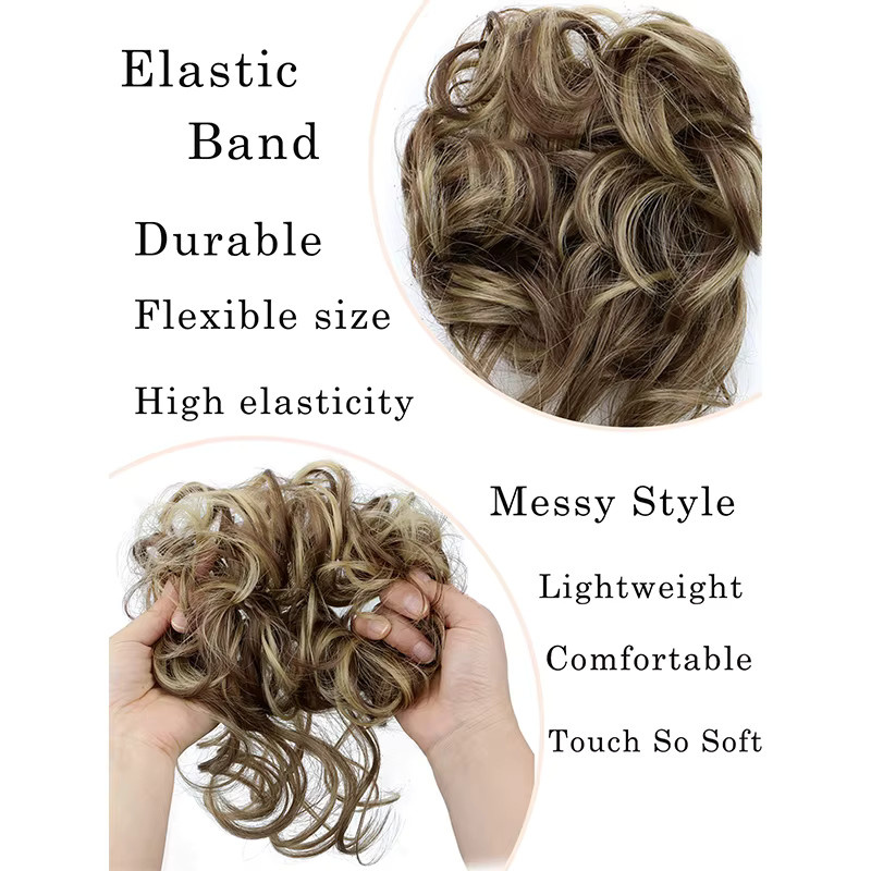 ISIGROSI Haarteile Chignon, 2 Stück, kurze gewellte lockige Synthetik, Damen - Bild 3