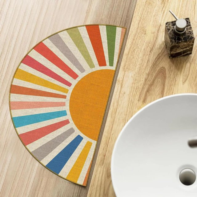 Halbkreisförmige Badezimmer-Bodenmatte Lodestar in Multicolour, rutschfest und waschbar, B/T: 80 x 50 cm - Bild 1