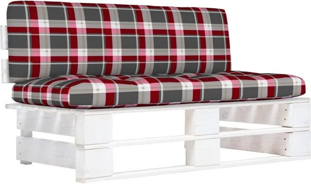 vidaXL Outdoor-Mittelsofa aus imprägniertem Kiefernholz in Weiß mit Polsterkissen für Garten und Terrasse - Bild 1