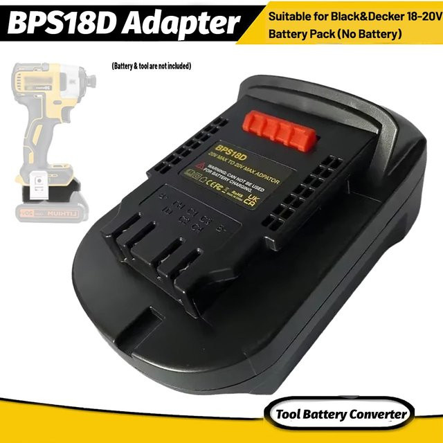 Black+Decker BPS18D Akku-Adapter zur Umwandlung von Black & Decker Stanley 18 V Li-Ionen-Akkus für Dewalt 18 V/20 V Elektrowerkzeuge - Bild 1