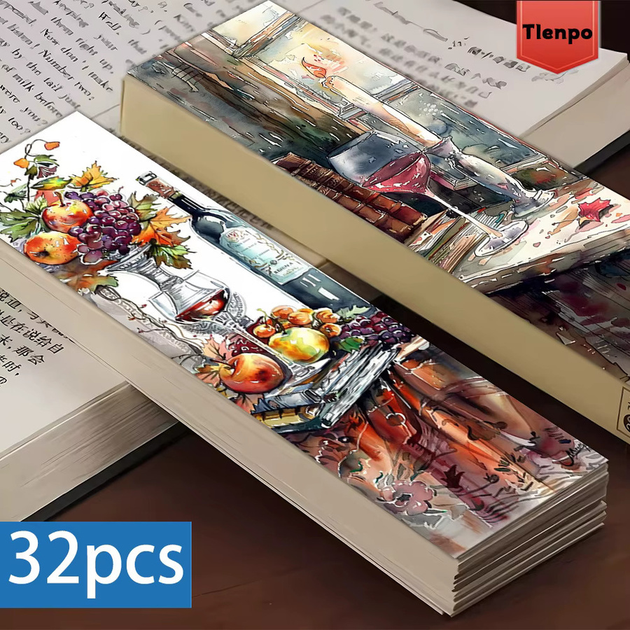 32 Stück Lesezeichen mit Wein- und Buchmotiv in Multicolour aus Papier für Leser und Buchliebhaber - Bild 3