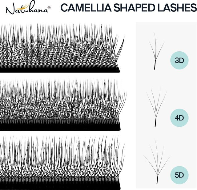 NATUHANA Kamelien W-Form Wimpern, Vorgefertigte Fächerwimpern-Verlängerung - Bild 1