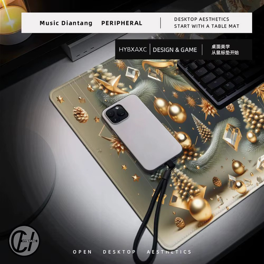 Potdemiel Gaming Mauspad Santa Claus Frohe Weihnachten Design als große Deskmat für PC und Tastatur - Bild 2