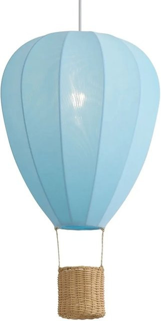QAZQA Kinder-Pendelleuchte Heißluftballon in Blau aus Stoff und Schilfrohr - Bild 1