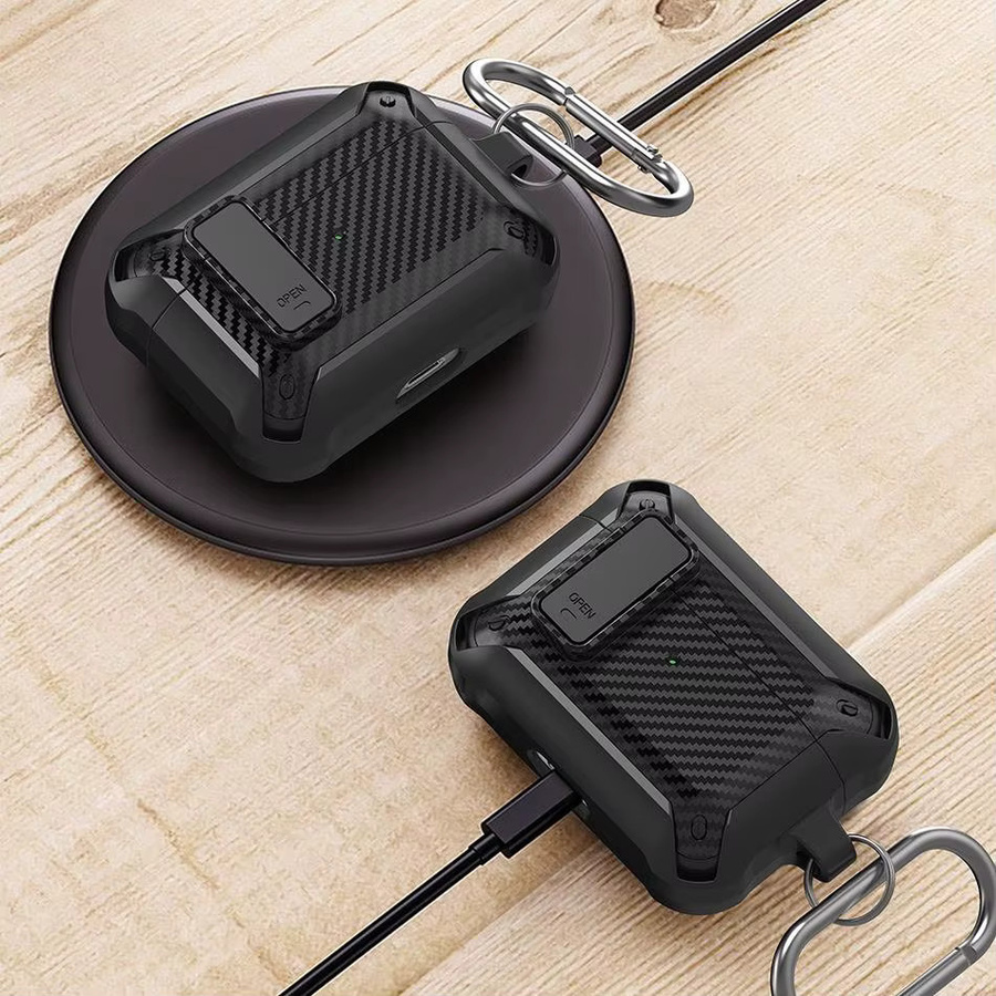 Schutzhülle für AirPods Pro 2 und AirPods 3 mit magnetischer Saugtechnologie und Riegel in Schwarz - Bild 4