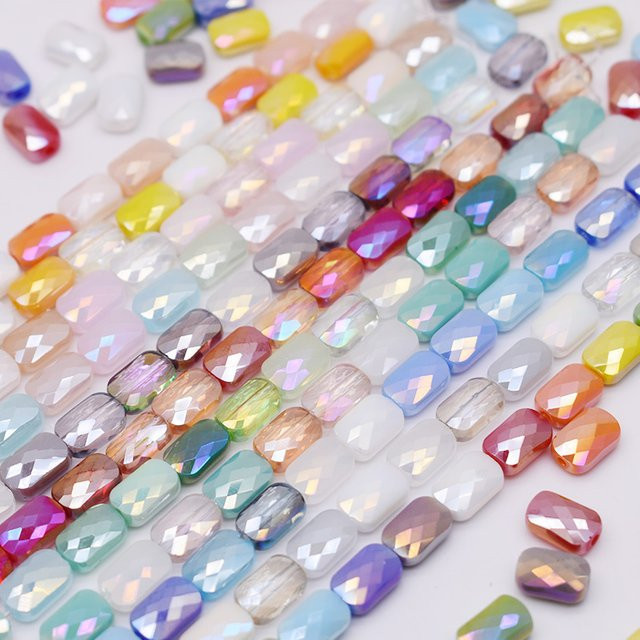 YanQi Glas Perlen, facettiert, quadratisch, 70 Teile/Los - Bild 1