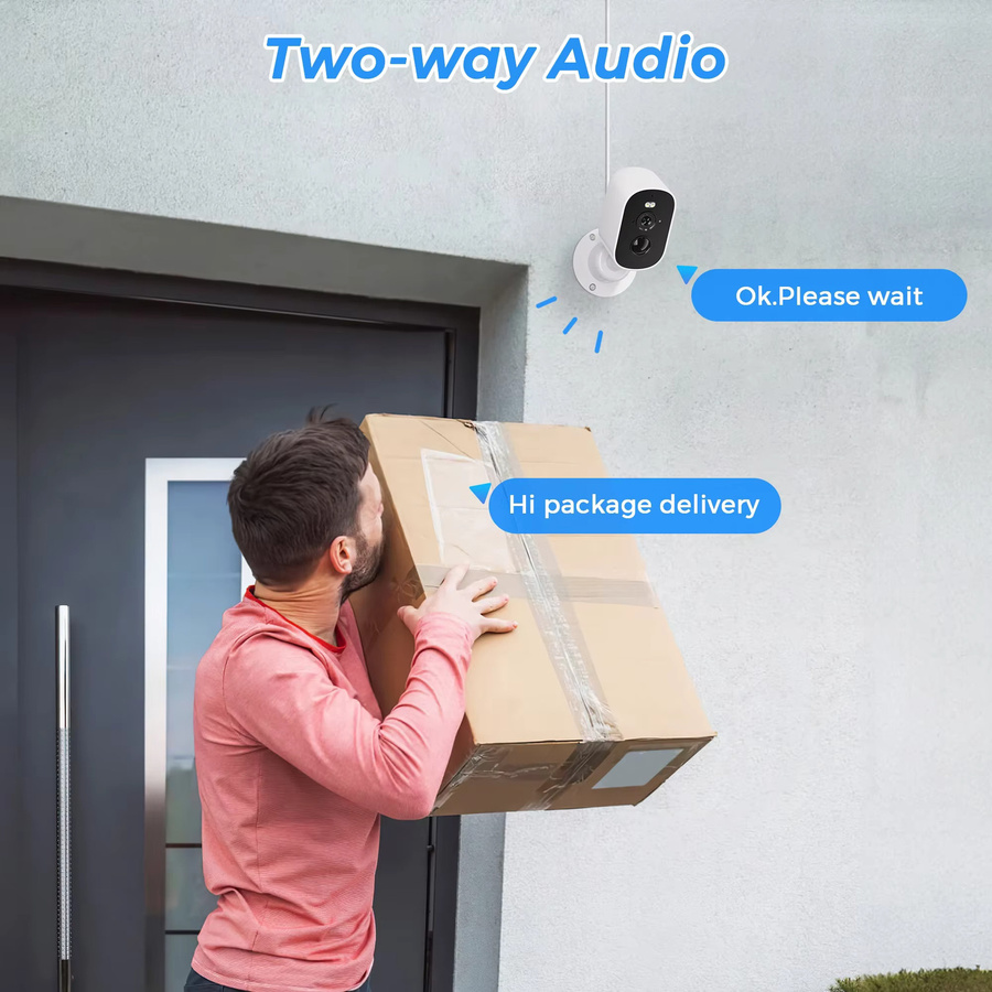 Abuntu 3MP Solar-WLAN-Kamera mit integriertem Akku und PIR-Personenerkennung, drahtlose Außenüberwachungskamera in Weiß, ICSEE - Bild 5