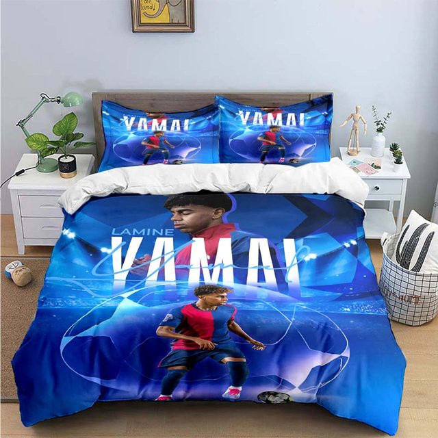 Gu Tao Bettwäsche-Set Spanien Fußball Lamine Yamal Design, Blau, B/H: 135 x 200 cm - Bild 1