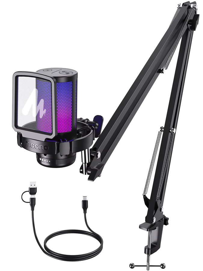 MAONO DGM20S Gaming USB-Kondensatormikrofon mit RGB-Beleuchtung und Schwenkarm in Schwarz/Multicolor für Streaming, Podcast und YouTube - Bild 6
