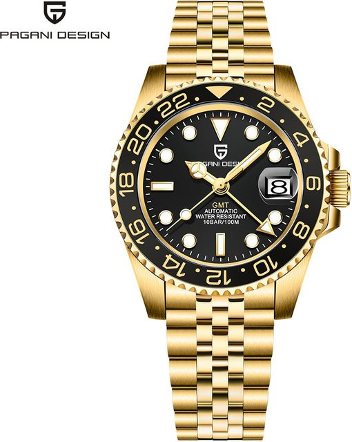 Pagani Design GMT Armbanduhr, Automatik, Edelstahl, Gold, 40 mm, Herren - Bild 1