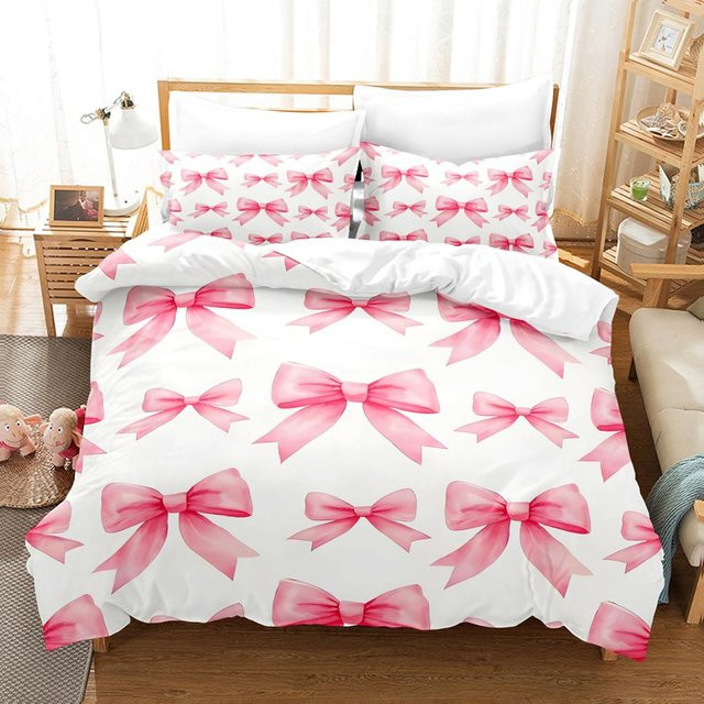 Binchi Fitness Bettwäscheset mit Schleifen-Design, weiß, Microfaser, B/H: 240 x 210 cm - Bild 1