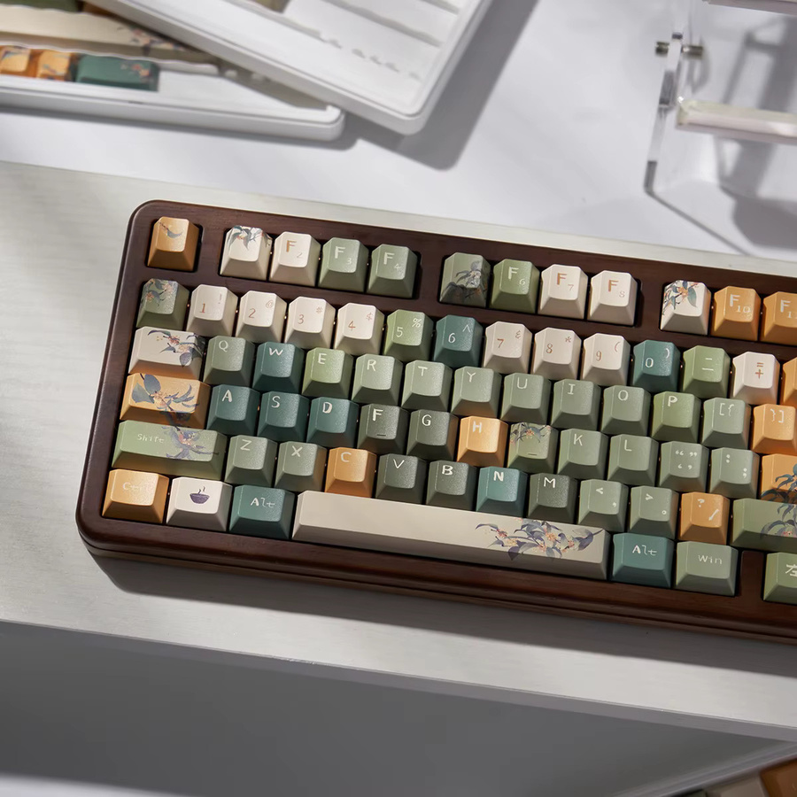 Venit Keys Oolong Tea Theme PBT-Tastenkappen im URE Profile mit Dye-Sub-Verfahren für MX mechanische Tastaturen, Mehrfarbig - Bild 2