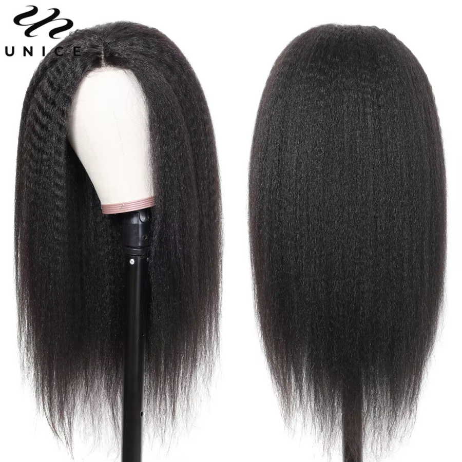 UNice Kinky Straight Echthaar-Perücke, 4x4 Lace, ohne Kleber - Bild 3