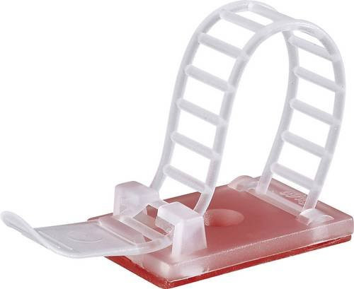 TRU Components WCT-85TT Befestigungssockel selbstklebend und schraubbar, transparent, maximaler Bündel-Durchmesser: 22 mm mit Befestigungsbinder - Bild 1