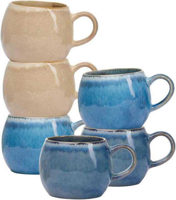 Ritzenhoff & Breker Henkelbecher Estoril aus Keramik, Mehrfarbig, 6er Set, 480 ml pro Becher - Bild 1