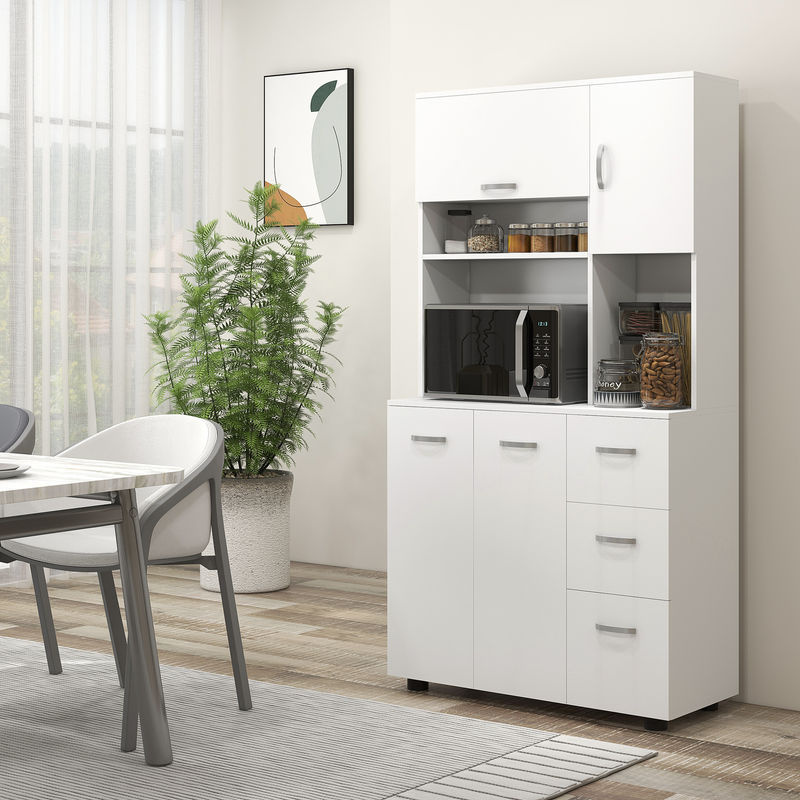 HOMCOM Küchenschrank freistehend modern Weiß B/T/H: 89 x 39,5 x 168 cm - Bild 2