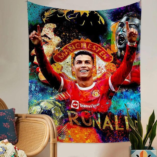 JMG Household Supplies Cristiano Ronaldo CR7 Anime Wandteppich Kunstdeko Mehrfarbig B: 60 cm, H: 90 cm - Bild 1