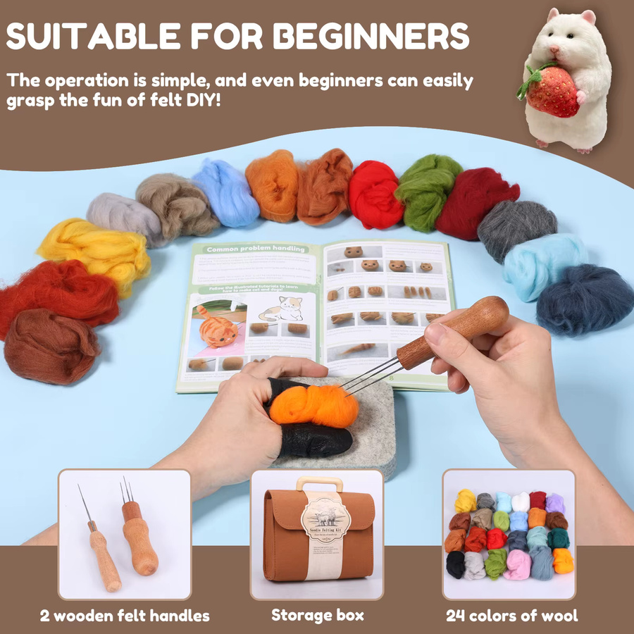 DIY Nadelfilz-Set für Anfänger mit 24 Farben Wolle und Basis-Werkzeug in Multicolour - Bild 3