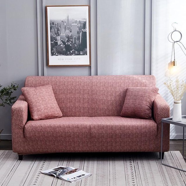 BC-Warm Home Rutschfester Stretch-Sofabezug in Pink, Vintage Echtleder-Optik, Vollständige Abdeckung für Sofas, Breite: 145-185 cm - Bild 1