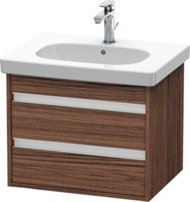 Duravit Waschtischunterschrank Ketho Wandhängend mit 2 Schubladen, Farbe Nussbaum Dunkel, B: 60 cm, T: 45,5 cm, H: 48 cm - Bild 1