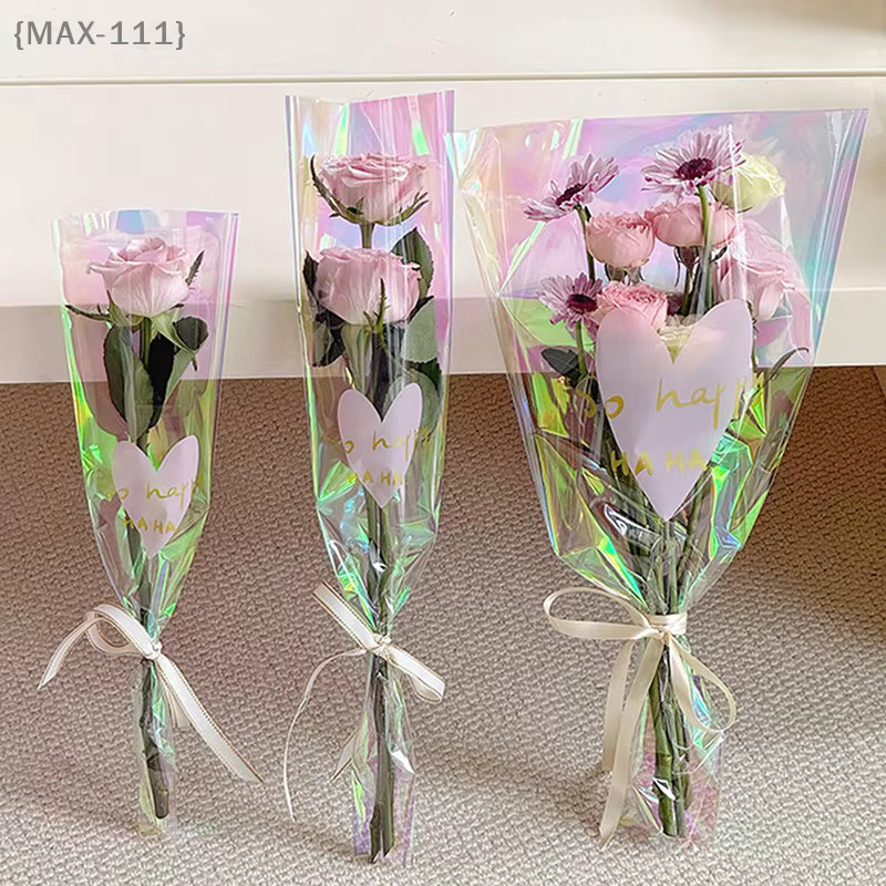 30 Stück transparente Rosenhüllen mit Liebesherzen, schillernde wasserdichte DIY-Blumenverpackungstaschen aus Kunststoff - Bild 2
