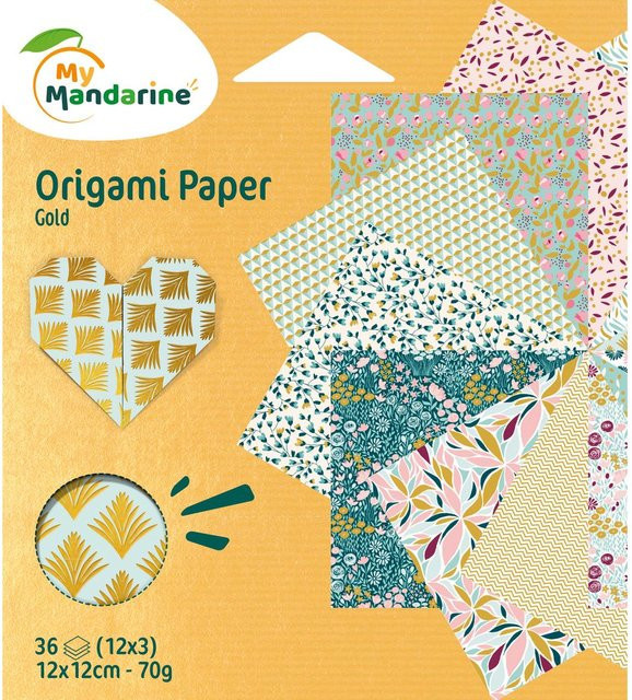 My Mandarine Faltpapier-Sortiment Gold in Multicolor mit glänzendem Finish - Bild 1