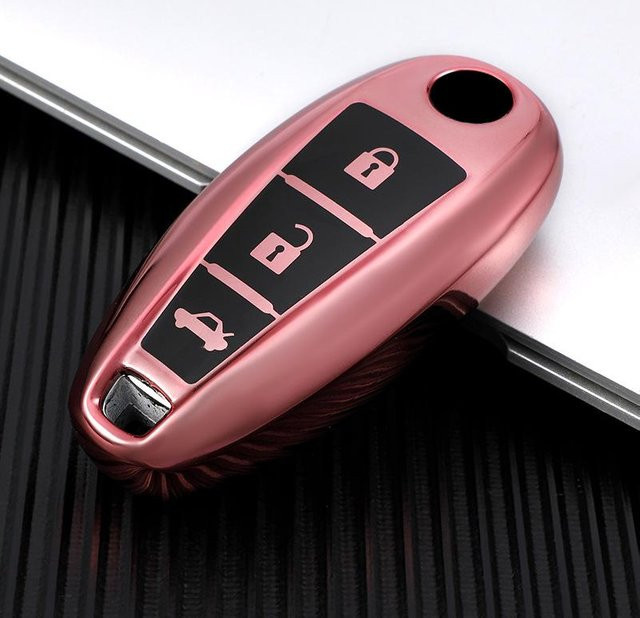 CarPedal TPU Smart Key Cover Tasche für Suzuki Baleno Ertiga Ciaz Ignis Kizashi Swift SX4 S-Cross Vitara B Style in Rosa - Bild 1