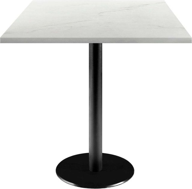 RestooTab Tisch Rome quadratisch in Stein-Optik, Platte weiß/beige marmoriert, Gestell schwarz, B/T/H: 70 x 70 x 75 cm - Bild 1