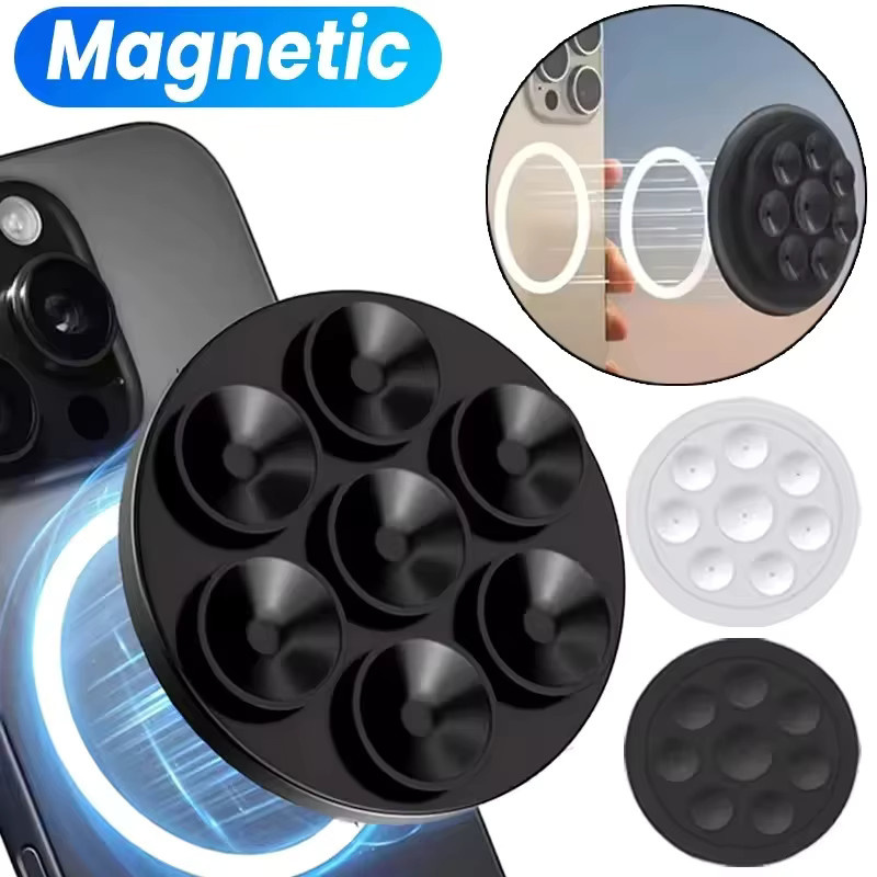 Magnetische Silikon-Handyhalterung mit Saugnapf als universeller Mini-Handyständer in Weiß - Bild 7