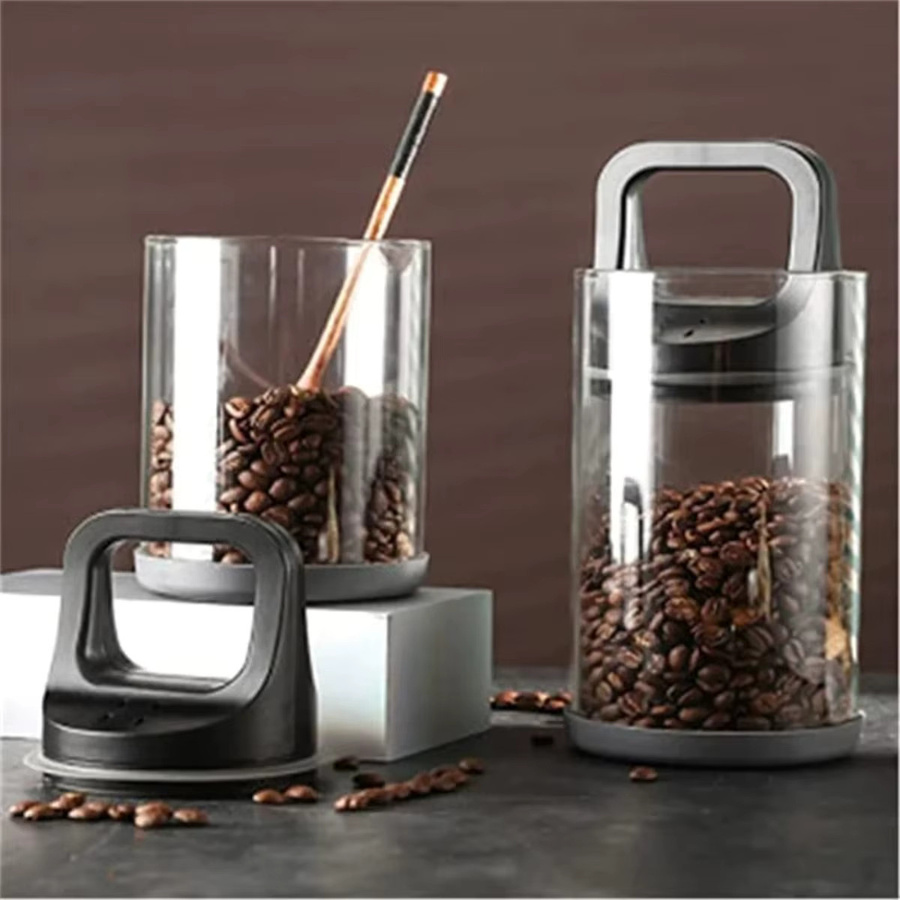 FEB.WIND Premium-Kaffeekanister aus Glas mit Vakuumversiegelung und Druckdeckel, luftdichter Aufbewahrungsbehälter für Kaffeebohnen, transparent, B/T/H: 20,0 x 10,0 x 2,0 cm - Bild 5