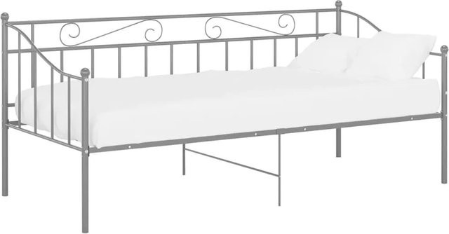 vidaXL Schlafsofa Bettgestell aus pulverbeschichtetem Metall in Grau, B/T/H: 90 x 200 cm - Bild 1
