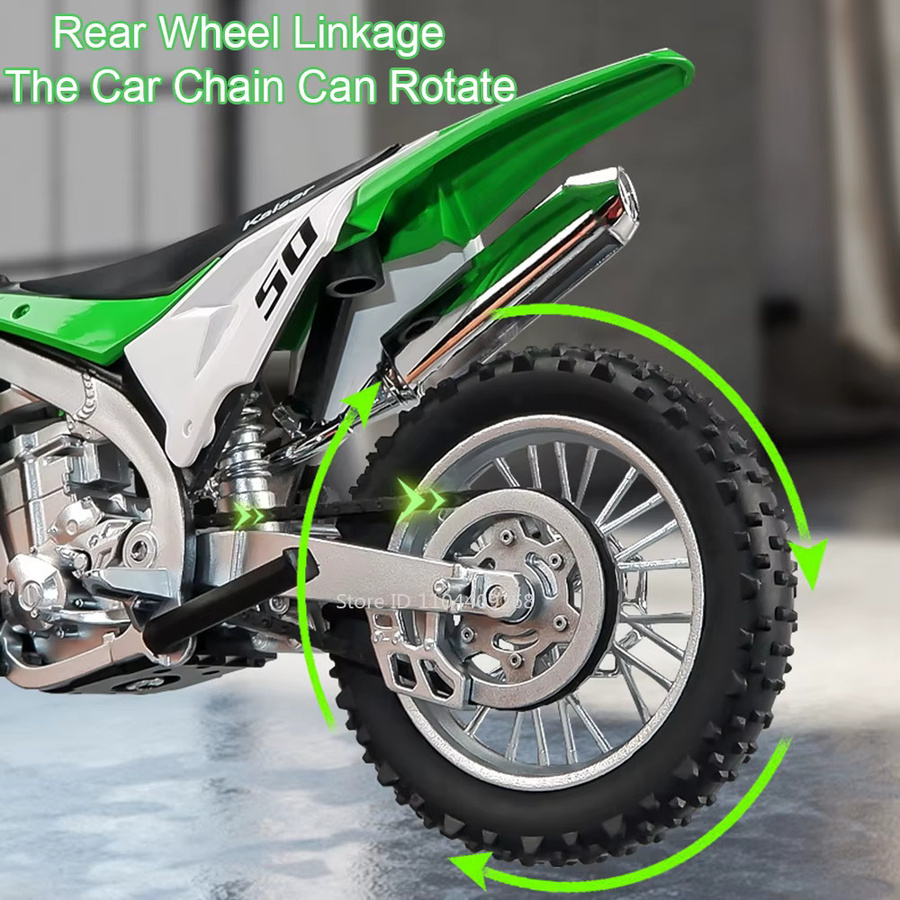 MAKEDA KX450 Motorradmodell, Maßstab 1:12, Metall, Grün - Bild 5