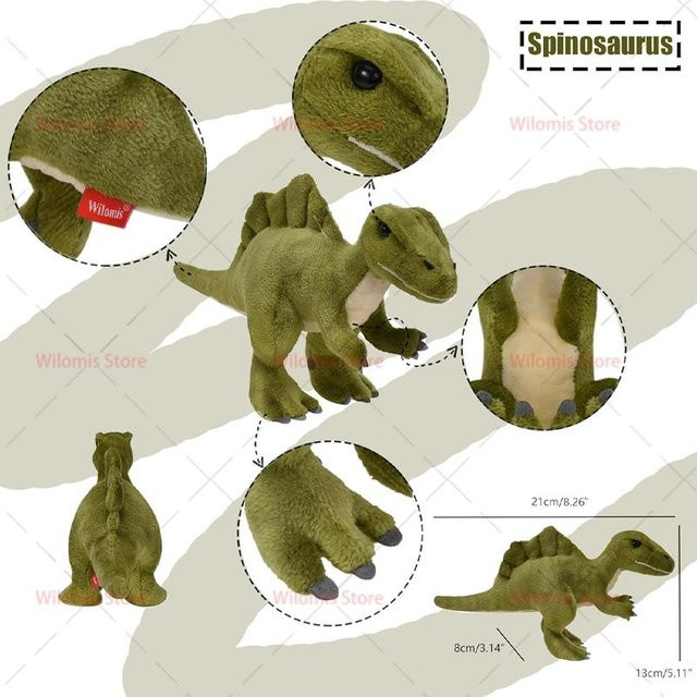 Yiran toy Dinosaurier Plüschtier, Parasaurolophus Spinosaurus Tyrannosaurus mit Ei, Grün - Bild 1