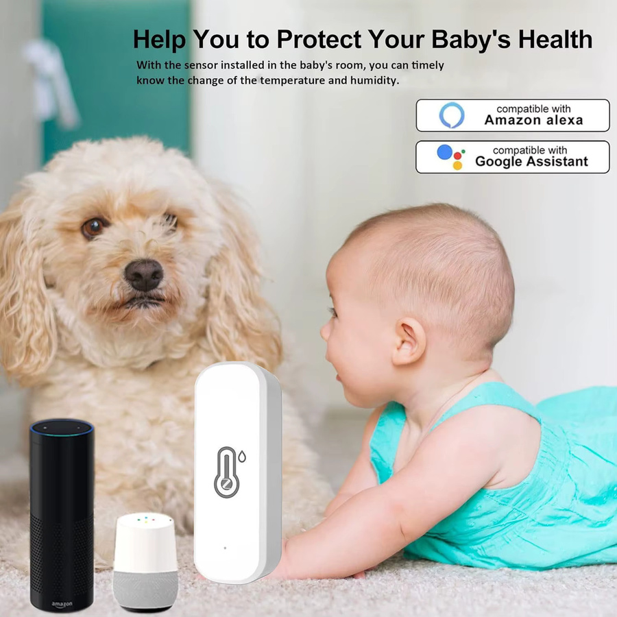 KCOOJO Tuya Zigbee 3.0 Temperatur- und Feuchtigkeitssensor in Weiß, Thermometer und Hygrometer mit App-Fernalarm, kompatibel mit Smart Life, Alexa und Google Assistant - Bild 3