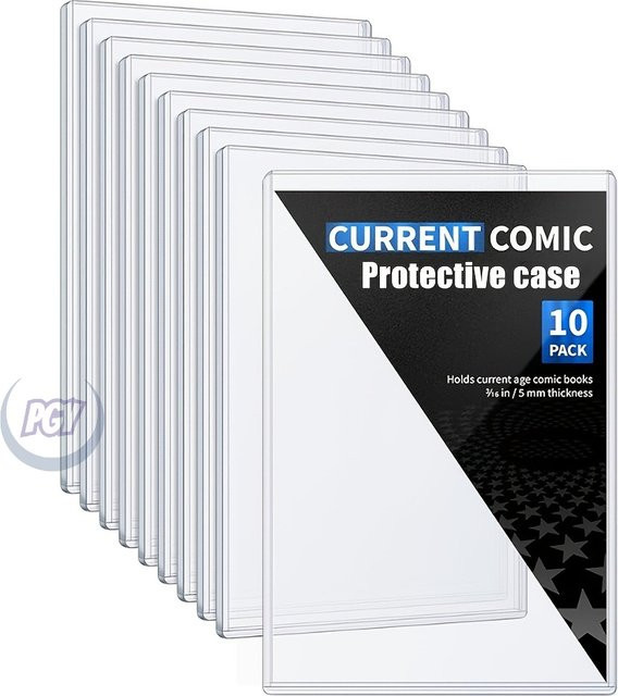 10 Stück harte Comic-Buch-Schutzhüllen aus transparentem Kunststoff als Sammlerkartenhalter und Organizer, B/H/T: 28,0 x 18,9 x 10,0 cm - Bild 1