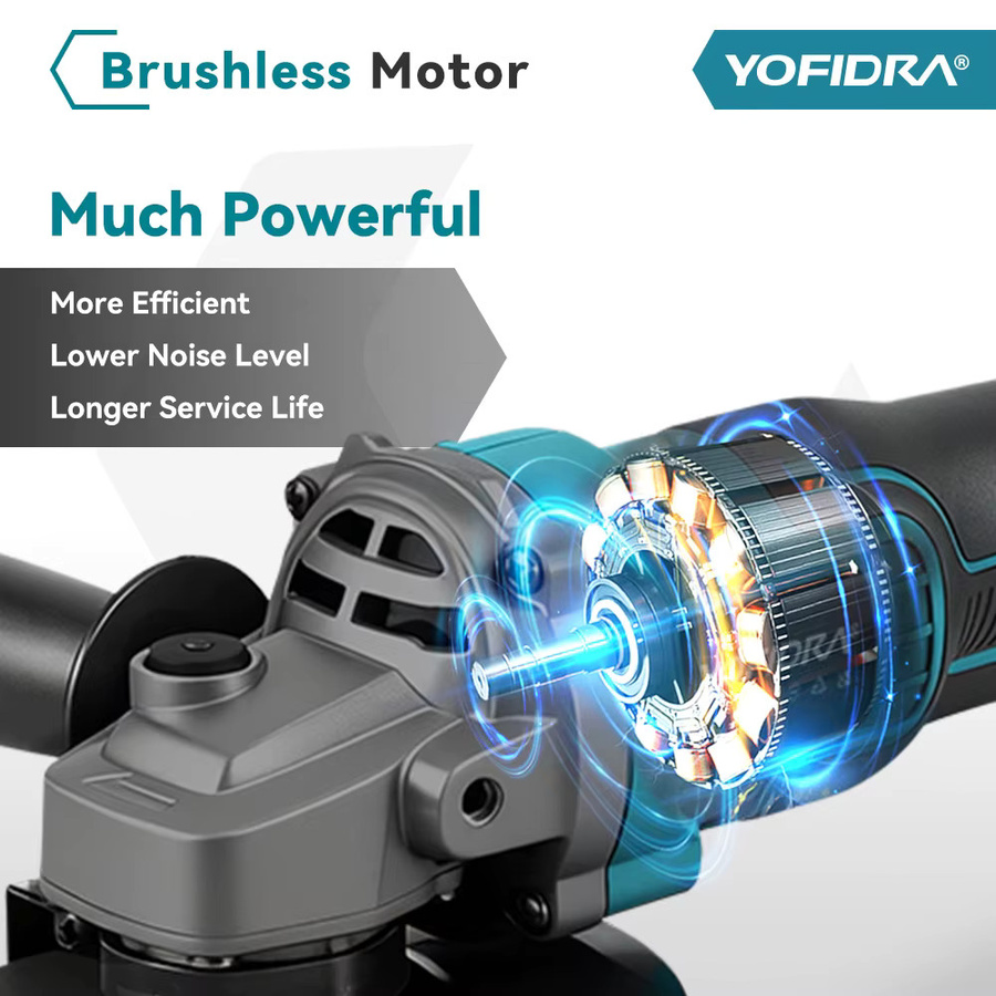 YOFIDRA bürstenloser Winkelschleifer 125 mm mit M14 Spindel, 20.000 U/min, 21 V Akku-Schleifer kompatibel mit Makita LXT - Bild 4