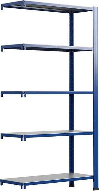 AR Shelving T Profile Zusatzmodul Regal in Blau und Verzinkt mit 5 Böden, B/T/H: 250 x 80 x 40 cm - Bild 1
