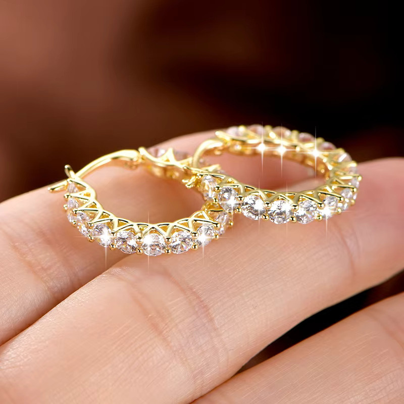 Lnngy Huggies Ohrringe, 14K Gold Filled, Zirkonia, Damen - Bild 3