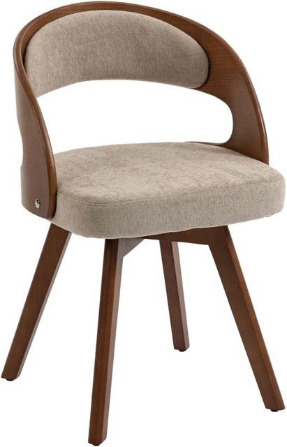 2er Set PXloue Esszimmerstühle drehbar mit Leinenbezug und Buchenholzbeinen in Khaki - Bild 1