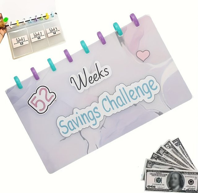 52 Wochen Geld Sparen Herausforderung Budget Binder Set mit Umschlägen in Grün - Bild 1