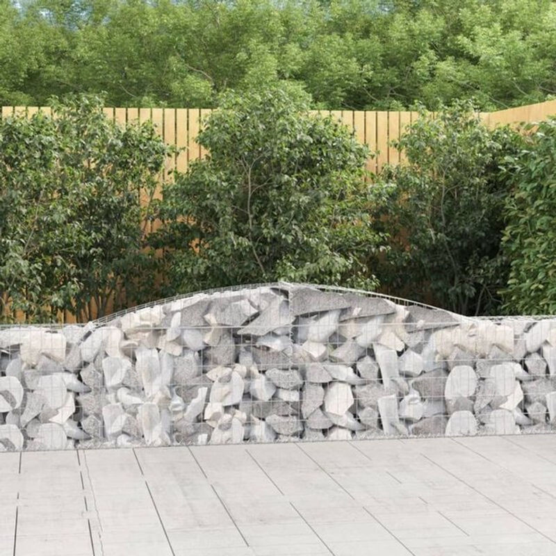 Vidaxl Gabionen mit Hochbogen aus verzinktem Eisen in Silber, 15 Stück, B/T/H: 400 x 30 x 60/80 cm - Bild 1