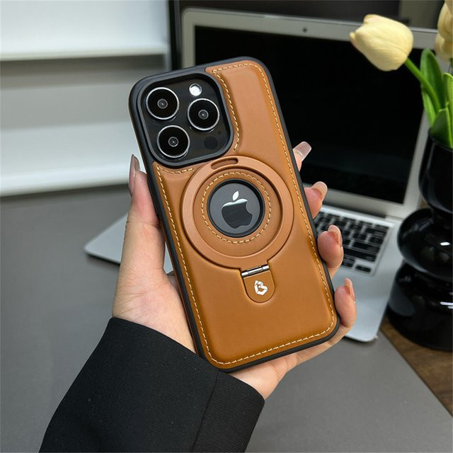 YX Magnetische PU-Leder Handyhülle mit Standring für iPhone kompatibel mit MagSafe, Farbe: Rot - Bild 1