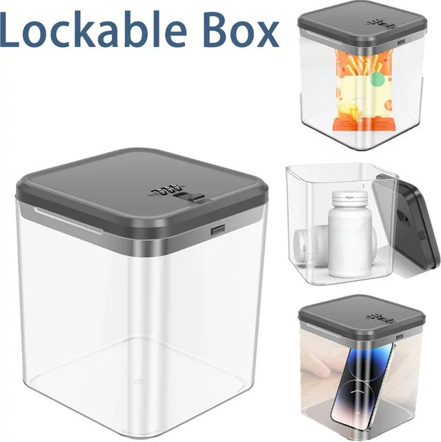 Willstar Transparente Aufbewahrungsbox mit Passwortschloss für Handy, Gaming-Geräte und Lebensmittel, Farbe: Transparent - Bild 1