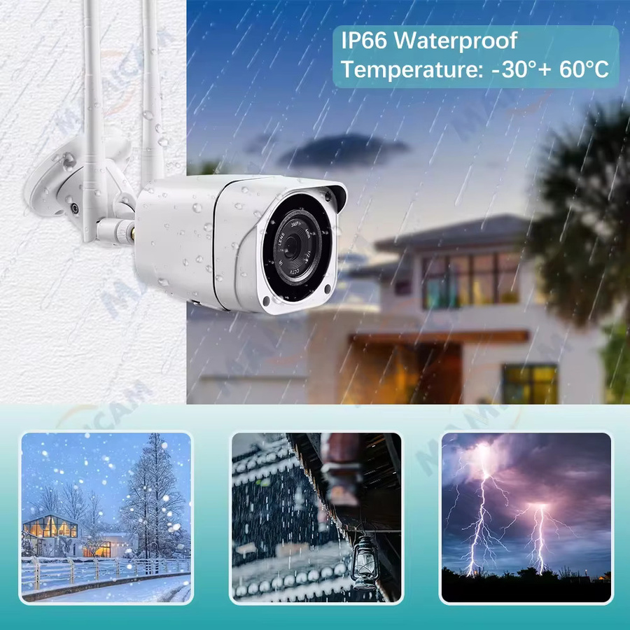 MAMICAM 5MP Überwachungskamera mit Wi-Fi und 4G SIM GSM für Outdoor Sicherheit, wasserdicht IP66, Weiß - Bild 3